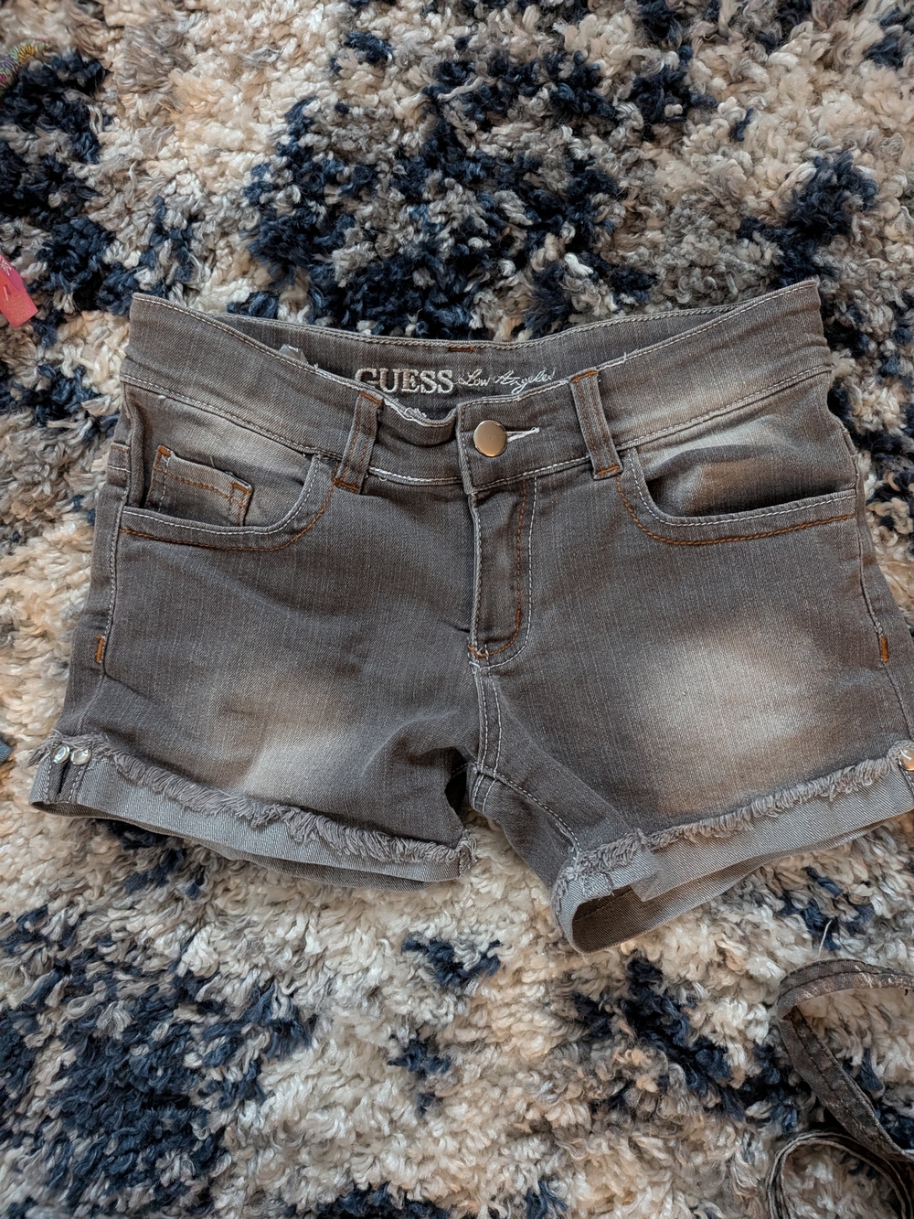 GUESS Gray Frayed Hem Denim Shorts